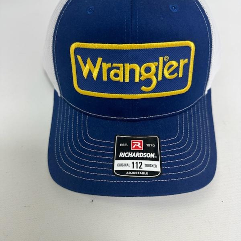 Blue and White Richardson 112 With Wrangler Patch Snapback Hat Cap